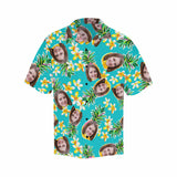 Custom Face Green Pineapple Men's All Over Print Hawaiian Shirt