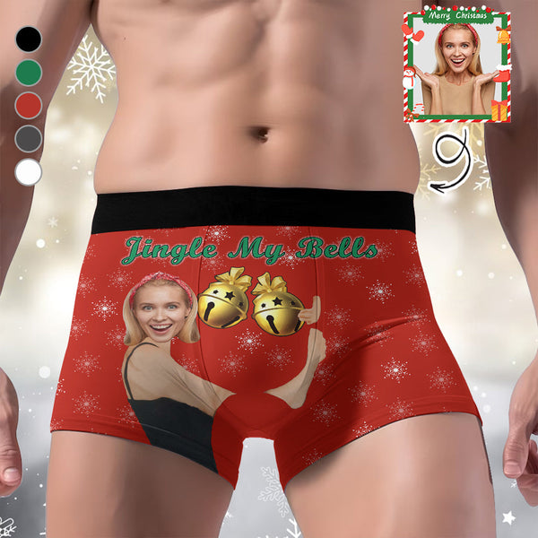 Personalized Men's Boxer Briefs Custom Jingle My Bells Christmas Gift Underwear for Boyfriend Husband Men Best Gift for Him