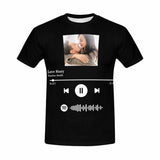 Custom Photo Love Story Black Scannable Spotify Code T-shirt Personalized Men's All Over Print T-shirt