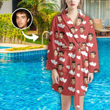 FacePajamas Pajama Bathrobe-2ML-ZD one size Custom Face Love Heart Women's Summer Bathrobe Gifts for Her