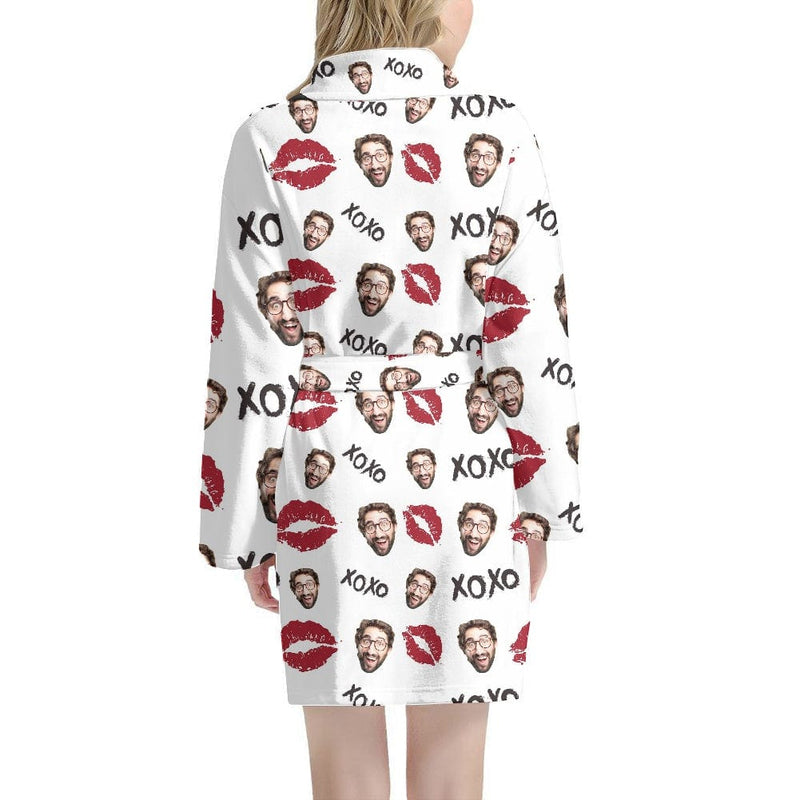 FacePajamas Pajama Bathrobe-2ML-ZD one size Custom Face Red Lips Women's Summer Bathrobe Gifts for Her