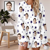 FacePajamas Women Long Sleeve Short Pants Set S Custom  Face Stars Long Sleeve Mid-Length Shorts Pajama Set