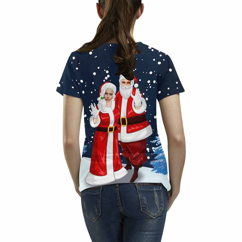 Custom Face Christmas Snow Women's All Over Print T-shirt