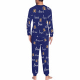 Custom Face Love My Treasure Navy Blue Men's Long Pajama Set