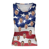 Custom Face Flag Top Personalized Stripe Women's Racerback Yoga Tank Top for Independence Day
