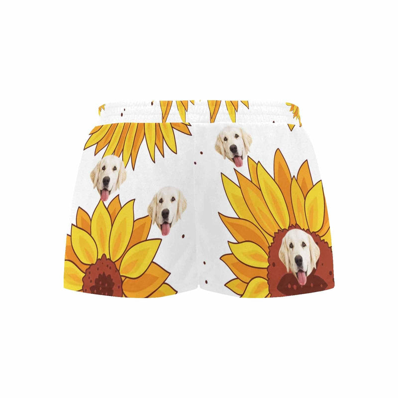 Custom Face Women's Pajama Shorts Personalized Sunflower Sleepwear Shorts