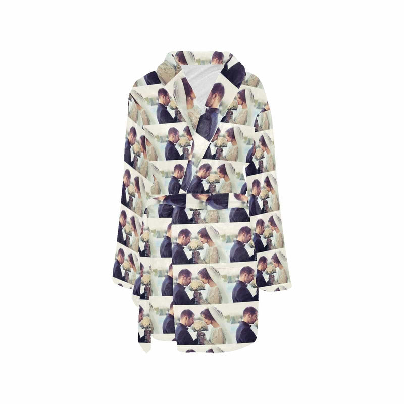 Custom Photo Fleece Robe Couple Pictures Personalized All Over Print Pajama Kimono Robe for Men Women