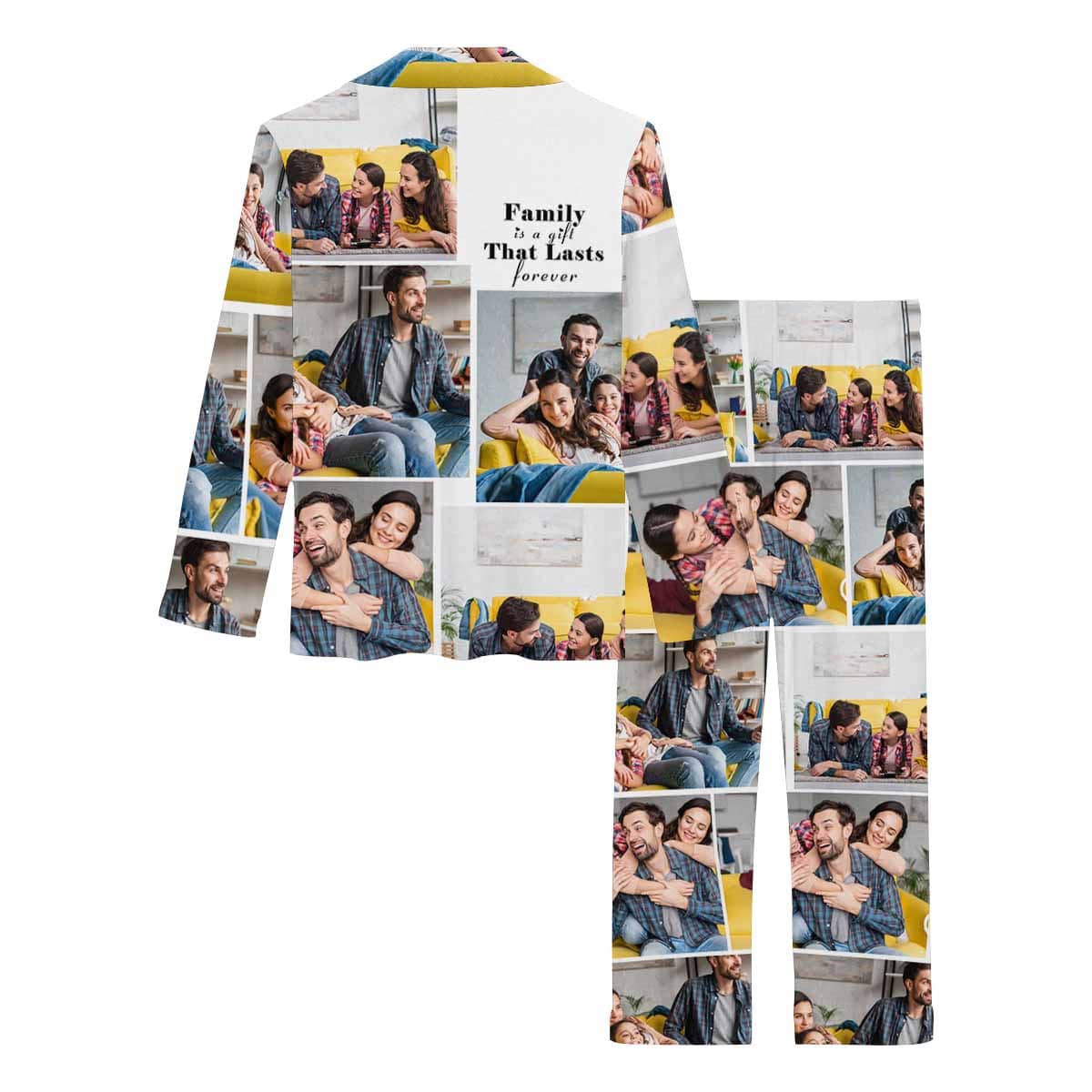 Custom Photos&Text Couple Matching Pajamas Personalized Photo Loungewear Set Sleepwear For Men Women