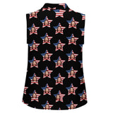 Custom USA Flag Star Sleeveless Polo Shirt Button Up Summer Casual Workout Tank Tops