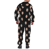 Personalized Adults Zip Onesie Custom Face Multicolor Unisex Hooded Onesie with Pocket Jumpsuits One-piece Pajamas