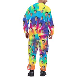 Personalized Adults Zip Onesie Custom Face Tie-dye Unisex Hooded Onesie with Pocket Jumpsuits One-piece Pajamas