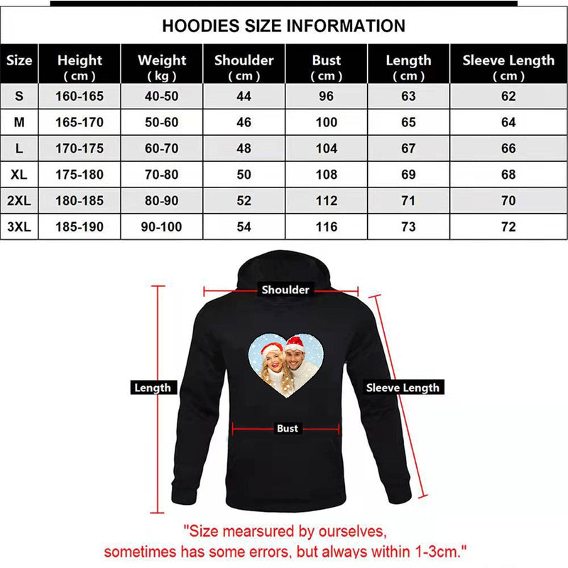 Custom Hide Photo Heart Shape Sequin Overlay Unisex Cotton Hoodie - Heart Rate