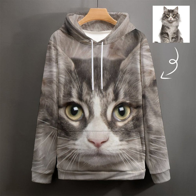 Personalized Cat Face Unisex Loose Hoodie