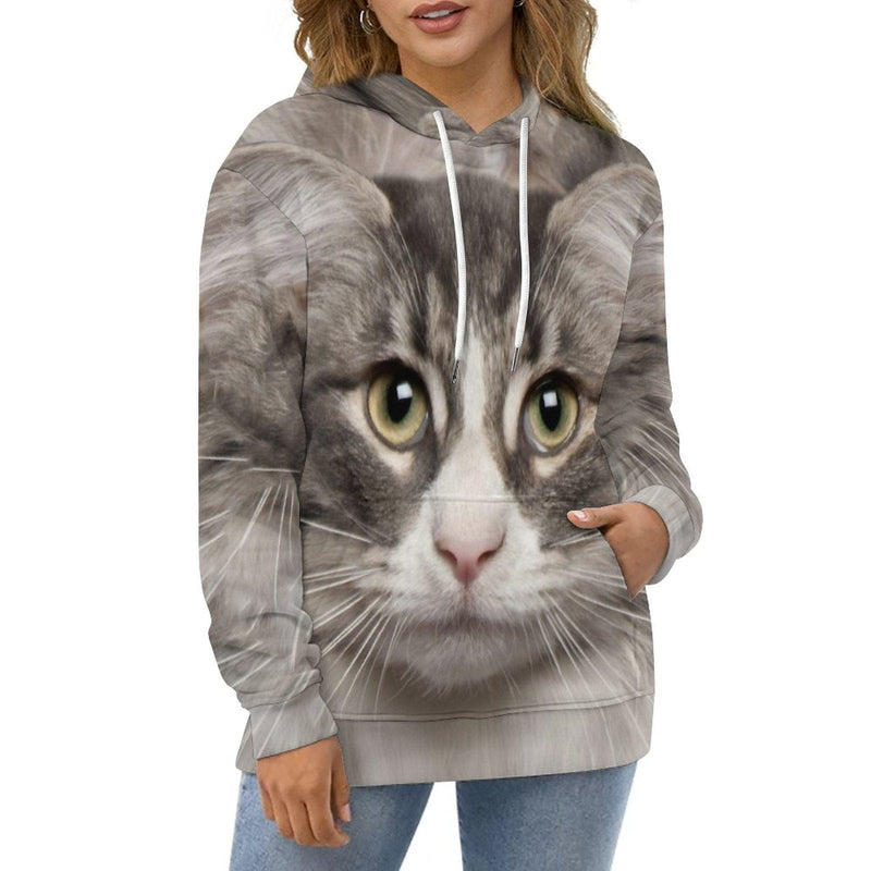Custom Pet Face Cool Hoodie Designs Personalized Cat Face Unisex Loose Hoodie with Pet Pictures Custom Hooded Pullover Top Plus Size for Him Her