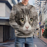 Custom Pet Face Cool Hoodie Designs Personalized Cat Face Unisex Loose Hoodie with Pet Pictures Custom Hooded Pullover Top Plus Size for Him Her