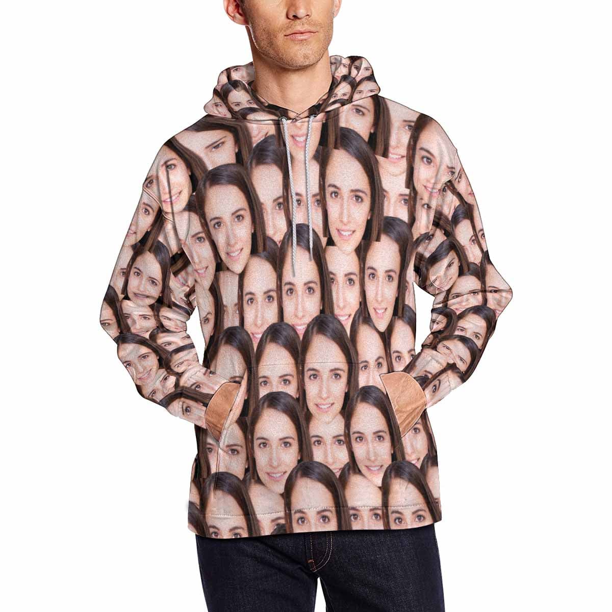 Custom Seamless Face Men's Pullover Hoodie