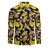 Custom Face Banana for Boyfriend/Husband Personalized Photo Tropical Shirt Long Slee Personalized Face Shirt Shirt for Him