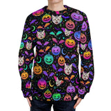 Custom Face Round Neck Sweater for Men Photo Ugly Sweater Halloween Pattern Long Sleeve Lightweight Sweater Tops