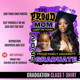 Custom Photo&Name Bling Blue Graduation T-Shirt Class of 2024 Graduation Gift