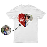 Custom Hide Photo Text Heart Shape Sequin Overlay Unisex Cotton T-shirt - Just Married