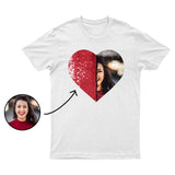 Custom Hide Photo Heart Shape Sequin Overlay Unisex Cotton T-shirt