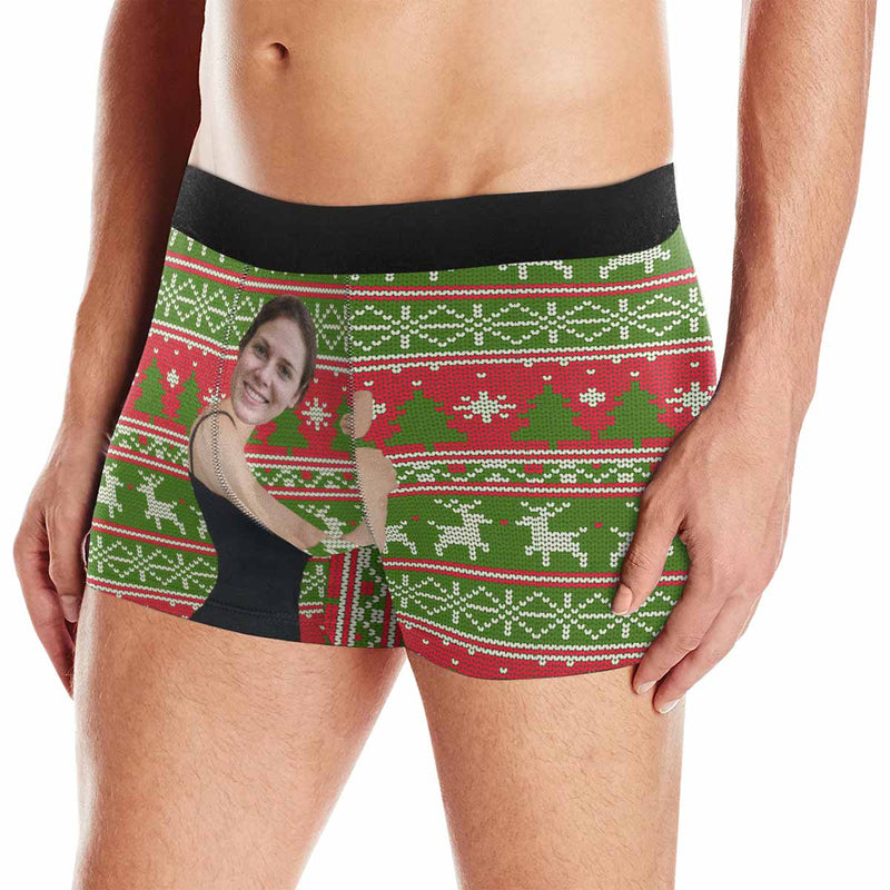 Personalized Men's Boxer Briefs Custom Face Hug My Lover Christmas Gift Underwear for Boyfriend Husband Men Best Gift for Him