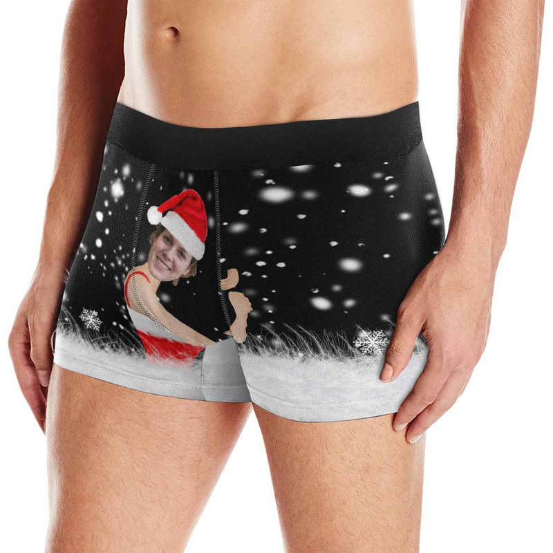 Personalized Men's Boxer Briefs Custom Face Christmas Gift Hug Underwear for Boyfriend Husband Men Best Gift for Him