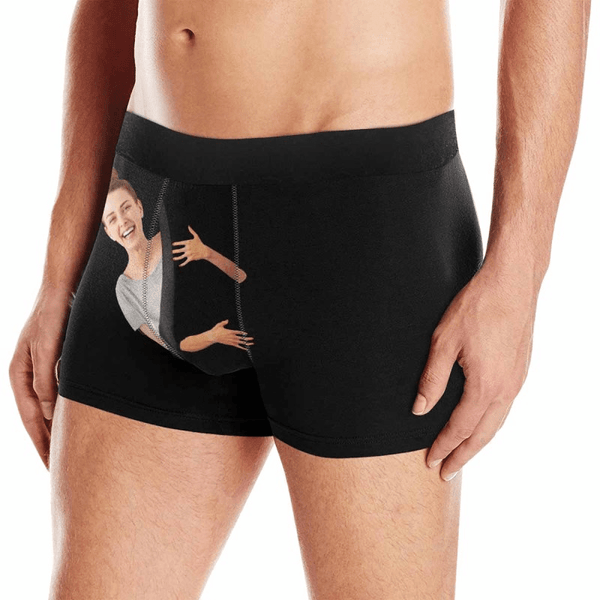 Personalized Men's Boxer Briefs Custom Face Sideling Hold Underwear for Boyfriend Husband Men Best Gift for Him