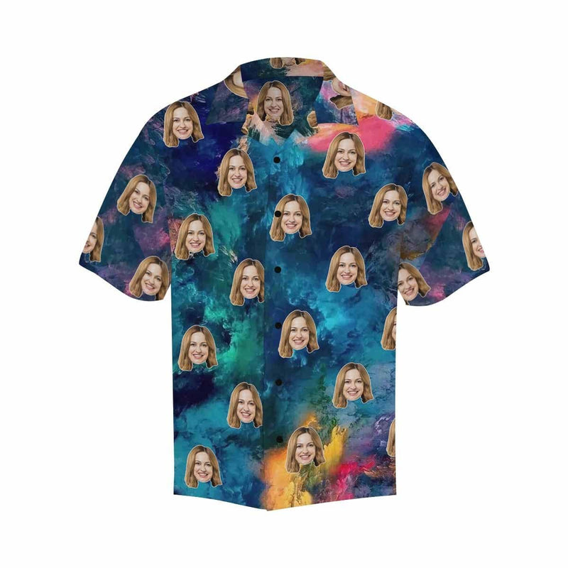 Custom Face Color Starry Sky Fantasy Men's All Over Print Hawaiian Shirt