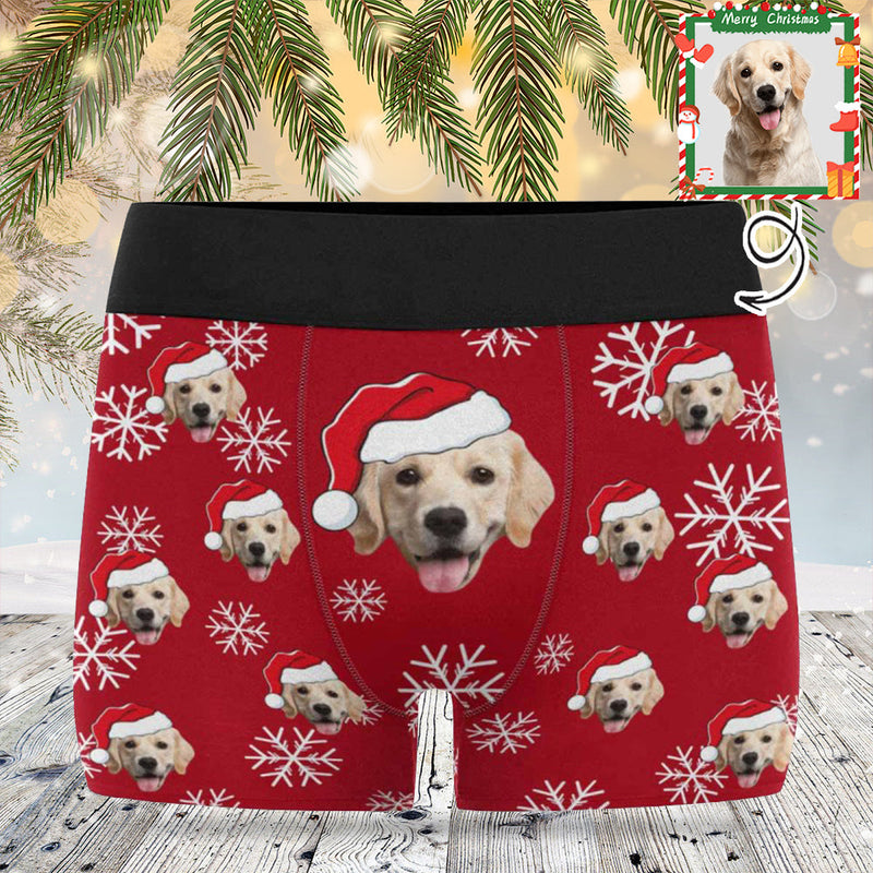 Personalized Men's Boxer Briefs Custom Pet Face Christmas Underwear for Boyfriend Husband Men Best Gift for Him