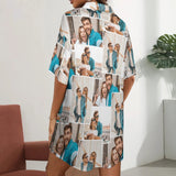 Custom Photos Stitching Women's Satin Shirt Nightdress