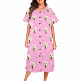 Custom Dog Face Bone & Paw Women's Pajama Dress