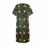 Custom Face Christmas Print Women's Pajama Dress - Green