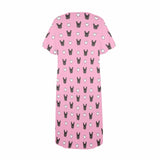 Custom Pet Face Hollow Love Heart Women's Pajama Dress - Pink