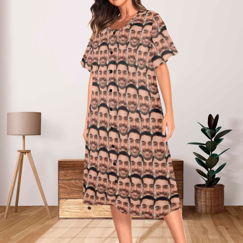 Custom Seamless Face Women's Pajama Dress