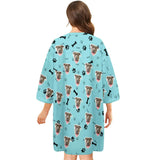 Custom Dog Face Women's Oversized Sleep Tee Nightdress Personalized Loose Nightshirt