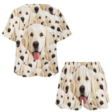 Custom Pet Face My Lovely Dog Pajama Set Women's Short Sleeve Top and Shorts Loungewear Athletic Tracksuits
