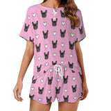 Custom Pet Purple Pajama Set Women's Short Sleeve Top and Shorts Loungewear Athletic Tracksuits