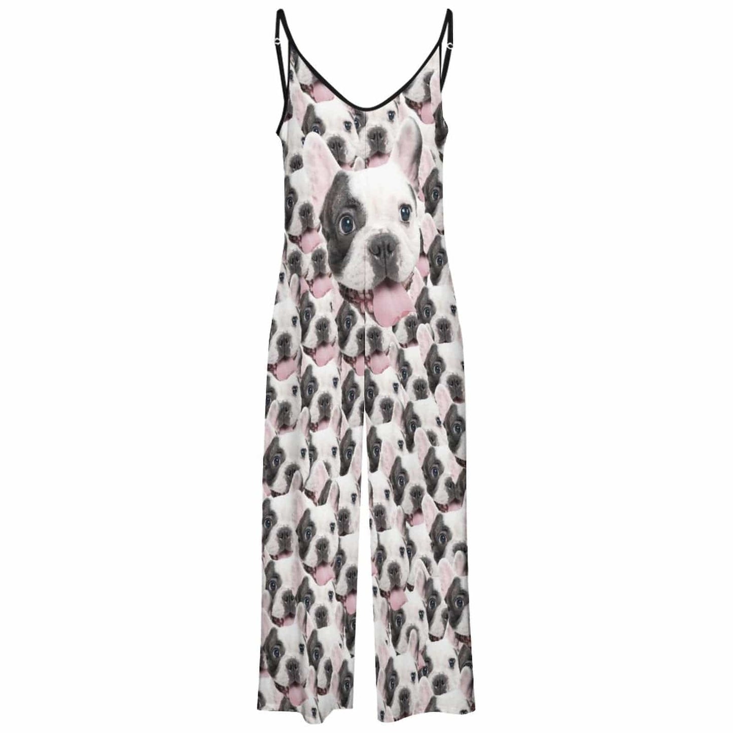 Custom Pet's Faces On Them Women's Suspender Jumpsuit Loungewear Persoanlized Sleepwear