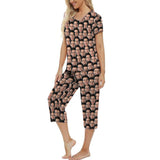 Personalized Sleepwear Pajama Set Custom Seamless Face Women's Loungewear Set Short Sleeve Shirt and Capri Pants