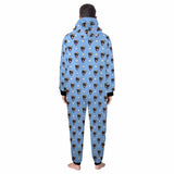 Custom Pet Face Onesie Pajamas Flannel Fleece Adult Jumpsuit Homewear