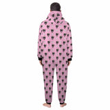 Custom Pet Face Onesie Pajamas Flannel Fleece Adult Jumpsuit Homewear