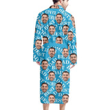 Custom Face Blue Funny Best Dad Men's Bathrobe Father's Day Gift
