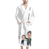 Custom Face White Funny My Hero Men's Bathrobe Father's Day Gift