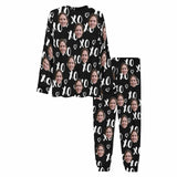 Couple Sleepwear Custom Face XO Black Couple Matching Pajamas Personalized Photo Pajama Set for Boyfriend