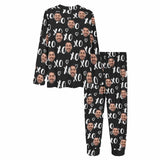 Couple Sleepwear Custom Face XO Black Couple Matching Pajamas Personalized Photo Pajama Set for Boyfriend