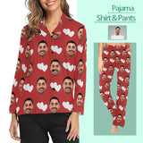 Custom Boyfriend Face Heart To Heart Women's Long Pajama Shirt&Pants