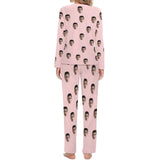 Custom Boyfriend Face Simple Sleepwear Personalized Women's Slumber Party Crewneck Long Pajamas Set