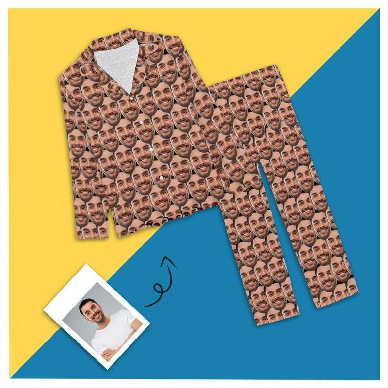 Custom Boyfriend Seamless Face Pajamas Sleep Loungewear Personalized Women's Short Pajama Set
