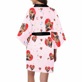Custom Couple Face Love Heart Women's Short Pajamas Personalized Photo Pajamas Kimono Robe